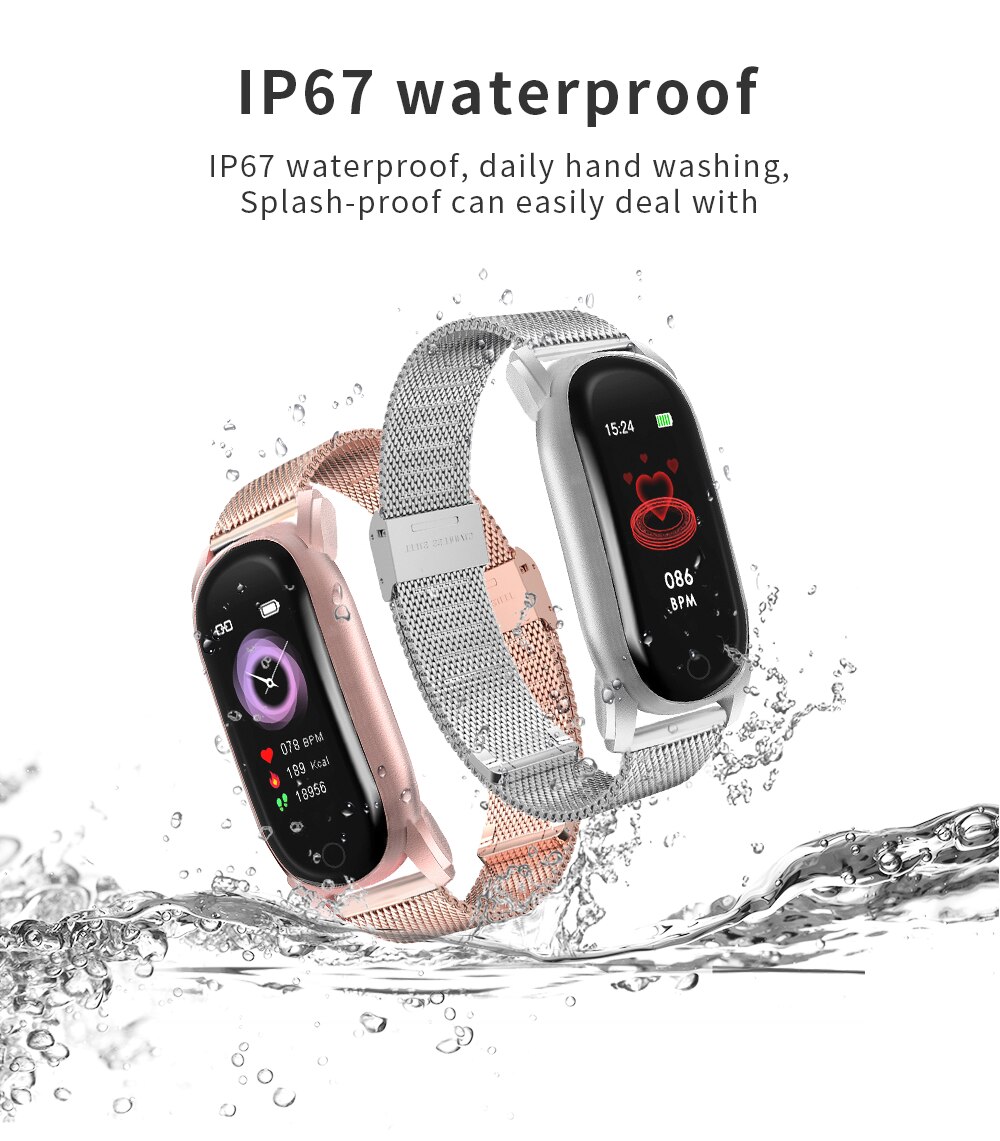 Bysl YD8 Smart Polsband Temperatuur Vrouwen Smart Armband Fitness Tracker Voor Android Ios Lange Standbysmart Horloge