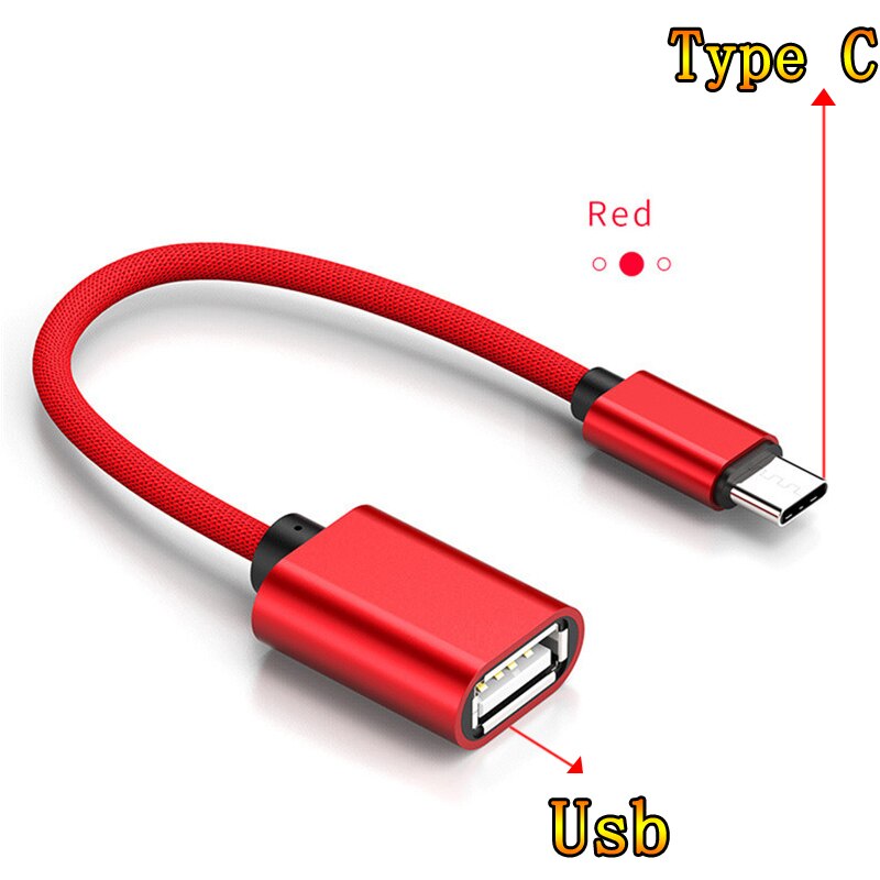 Snel ! 3 Kleuren Usb Otg Adapter Kabel Usb Female Naar Micro Usb Male Converter Micro Usb Otg Adapter Otg Adapter kabel: type c Red