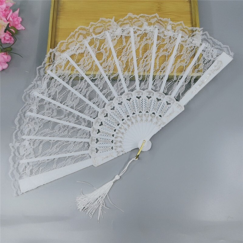 23cm Thin Lace Fan Plastic Bone Hand Fan Art Craft Lolita Japanese Sweet Girl Dance Photo Props Wedding Party Decoration