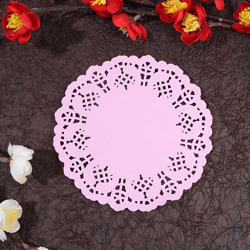 100 Uds 5,5 "de blondas de papel de encaje/manteles para boda Deco manualidades de papel suministros: Rosa