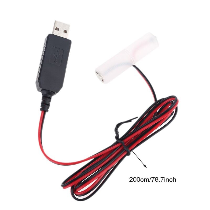 LR6 AA Battery Eliminator 2m USB Power Supply Cable Replace 1 to 4pcs AA Battery N1HD