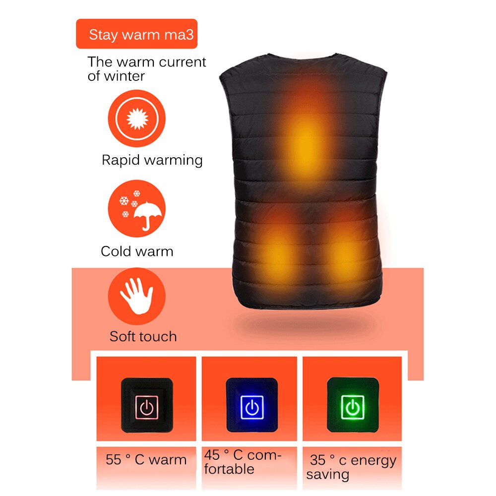 Men Women Outdoor USB Infrared Heating Vest Flexible Electric Thermal Winter Warm Jacket Clothing for Fishing Cycling Riding