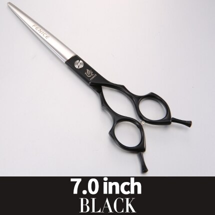 Fenice 6.5/7.0 inch Pet Grooming Scissors Colorful Dogs Straight Cutting Shears JP440C Stainless Steel: black 7.0