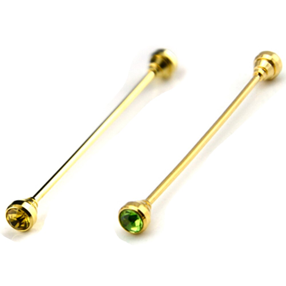 2 Packs Men Shirt Collar Pin Gold Color Necktie Tie Clip Bar Business Brooch BWTZF0005A: Gold Yellow Green