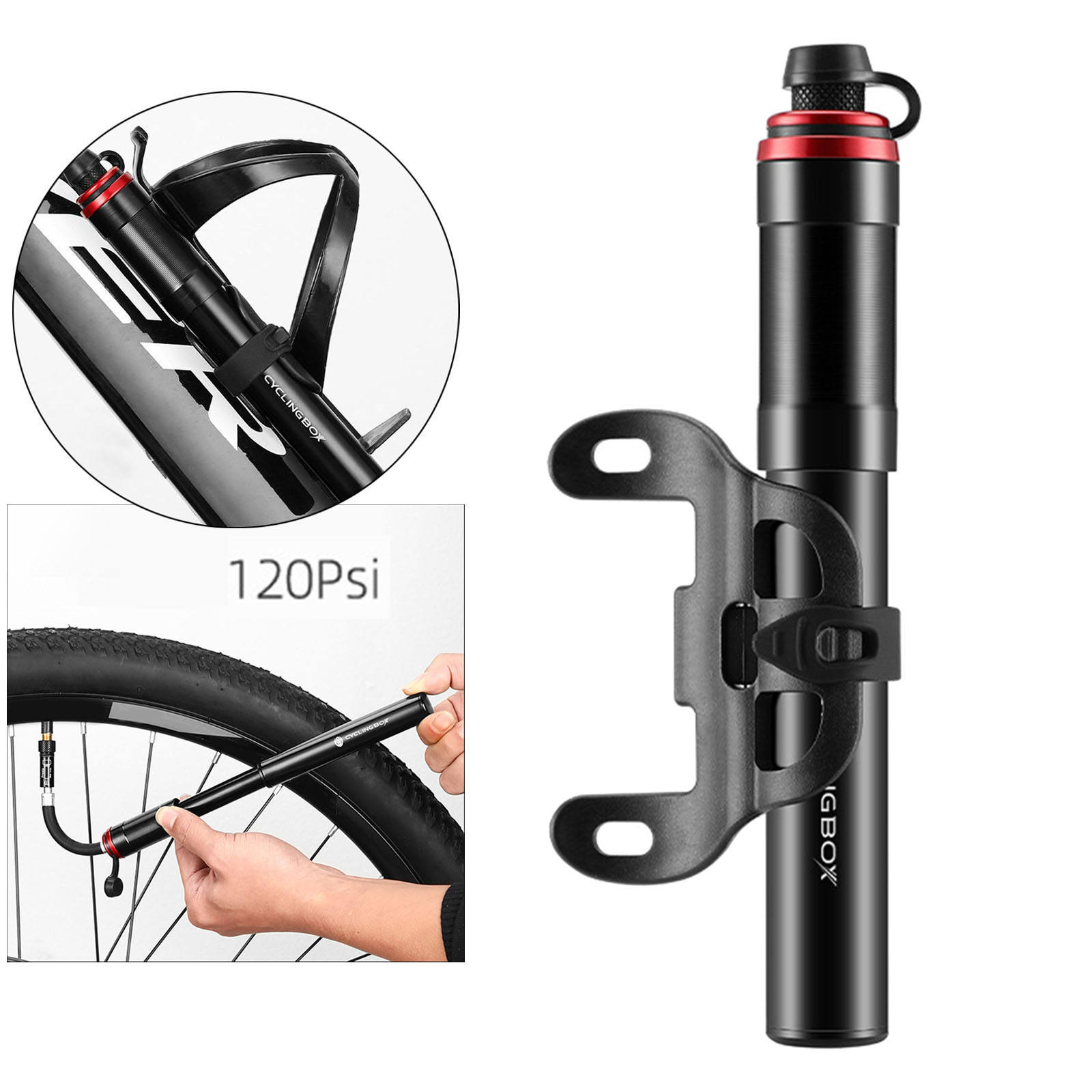 120psi High-pressure Bike Air Shock Pump Fit Presta/Schrader Valve for Fork &amp; Rear Suspensions Mountain Road Bicycle