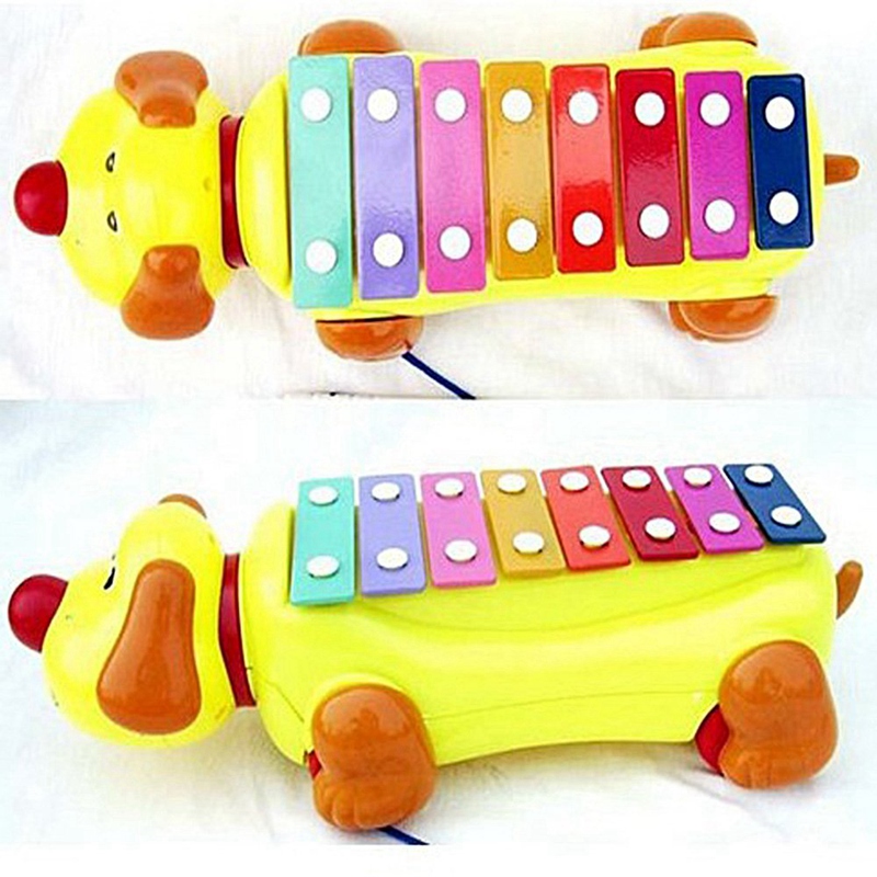 1Pc Baby Kids Educatief Muziekinstrument Speelgoed Leuke Hond Vorm Klop Piano Kids Push Pull Speelgoed Vroeg Leren Viool speelgoed Beste