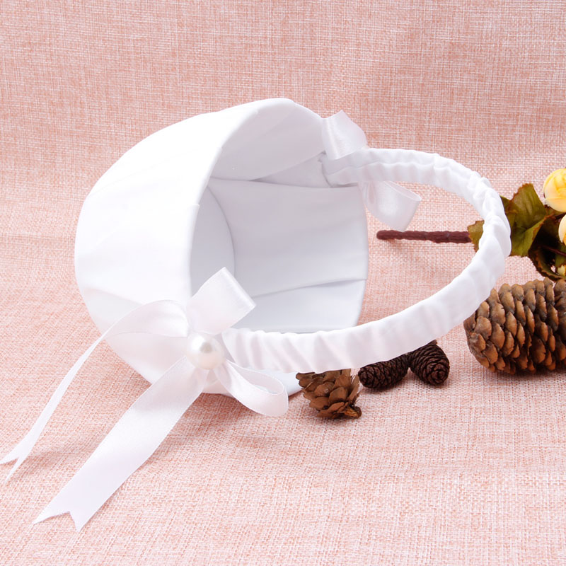 Romantische Strik Jute Satin Wedding Ceremony Party Rose Bloem Meisje Mand