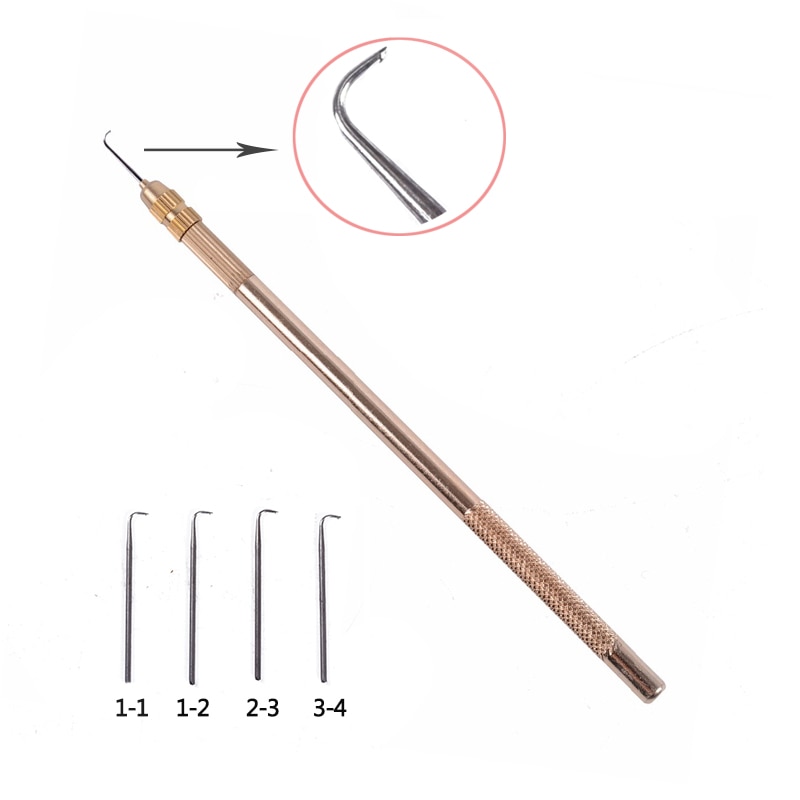 4pcs Ventilating Needles +1 Brass Holder To Make Full Hair Lace Front Wig Toupee Hairpiece Wig Knotting Hook Sets
