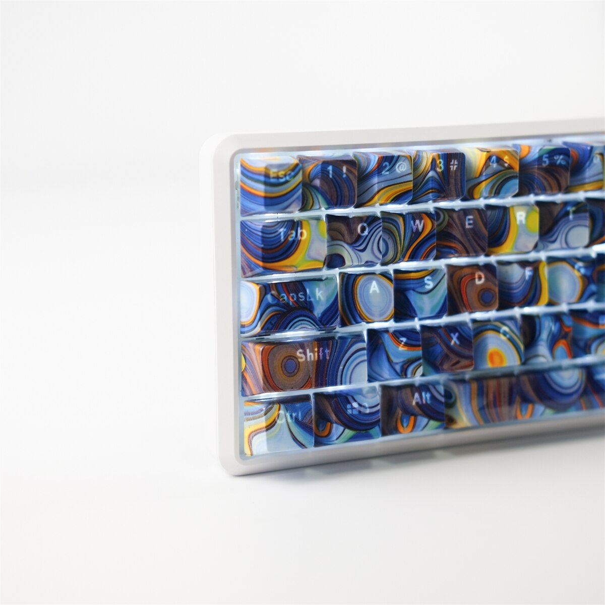 Enamel Agate Starry Sky ABS Keycaps OEM Profile UV Bright Side Water Transfer Printing For Cross MX Switches Mechanical Keyboard