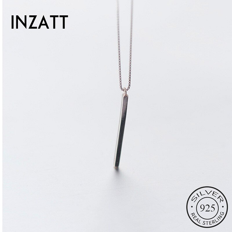 INZATT réel 925 en argent Sterling minimaliste bâton pendentif collier ras du cou pour la femmes fête bijoux fins accessoires mignons