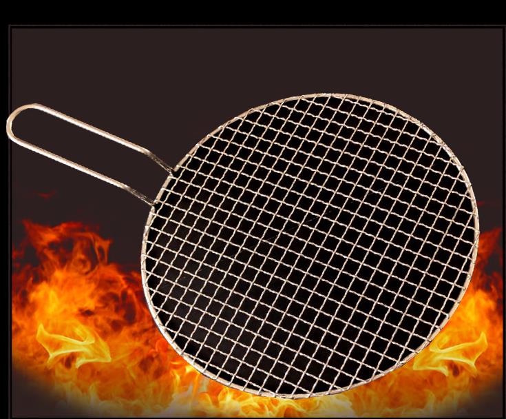 304 Roestvrij Stalen Ronde Grill Netto met Handvat Barbecue BBQ Mazen Koeling Rack Stoom Bakken Rack Camping Outdoor Mesh Draad netto