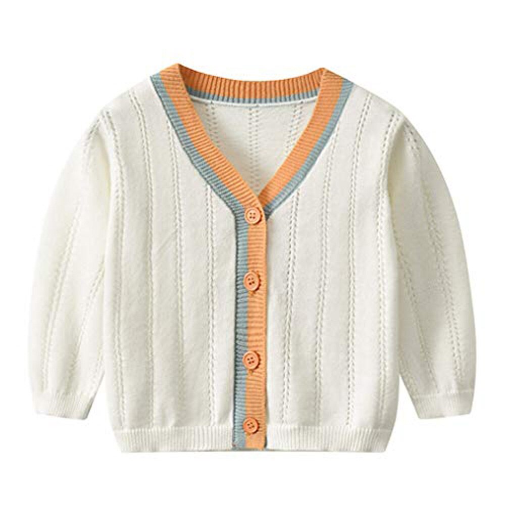 TOU – cardigan tricoté 100% coton pour bébé garçon et fille, pull à œillets, vêtements de printemps hauts en bas âge de 6 mois à 3 ans: Marron / 9M