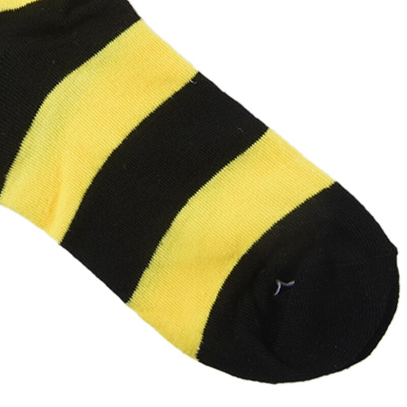 Grote Brede Streep Knie Verjaard Sokken (Geel + Zwart)