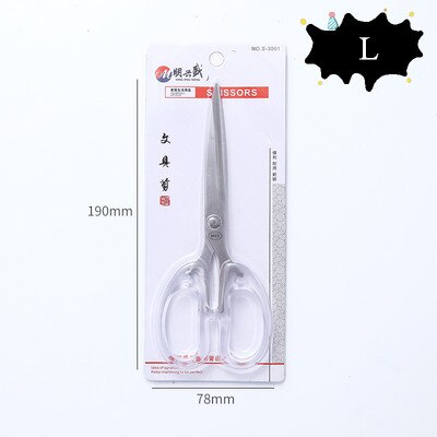 1 pc simples tesoura de aço inoxidável transparente plástico arte tesoura corte papel estudante papelaria escritório diy artesanato suprimentos: L