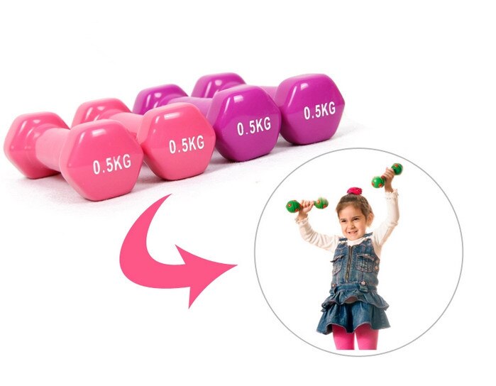! ! mancuernas para niños kylin sport 0,5Kg * 2 de plástico Dip multicolor nuevas Mancuernas