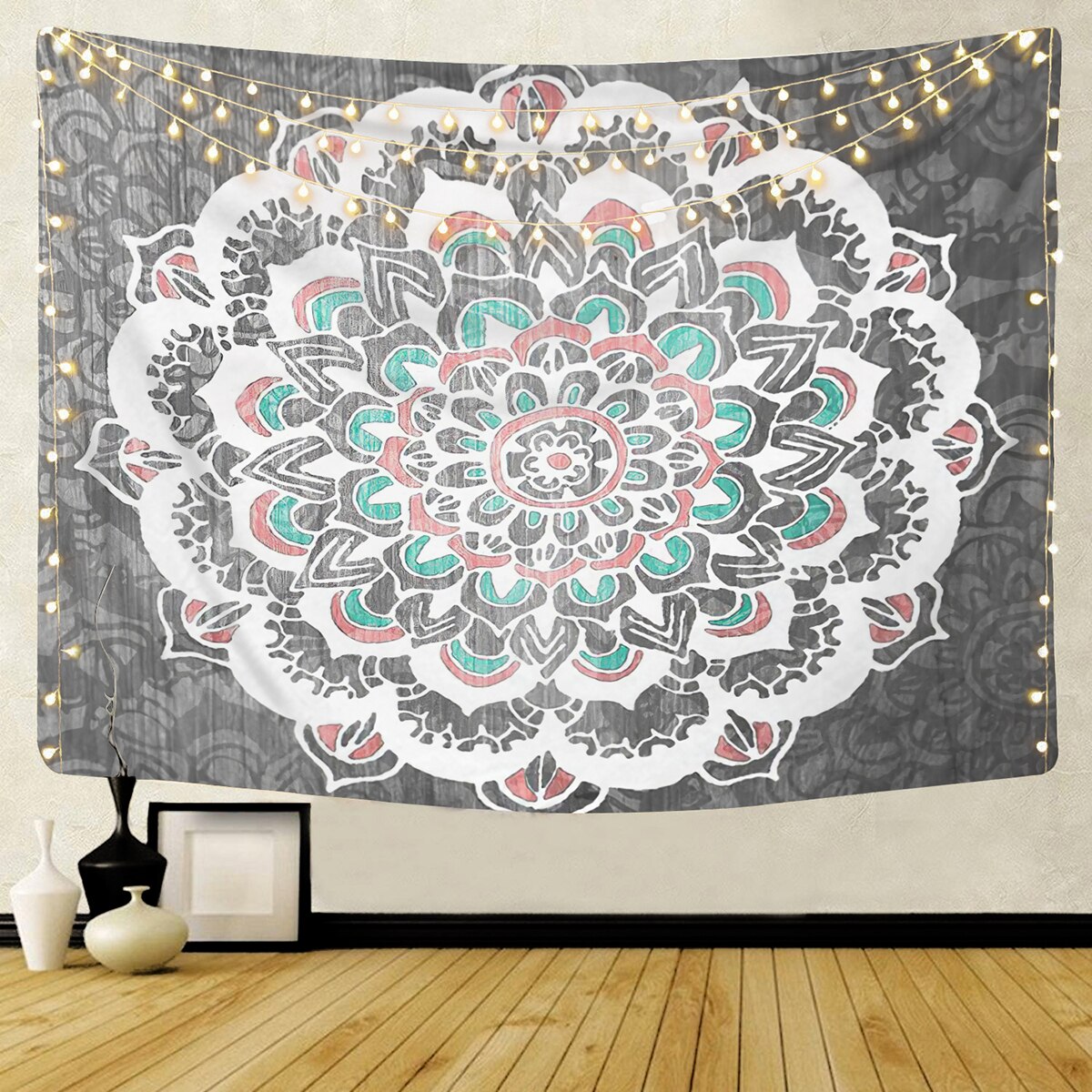 Tapiz de Mandala para colgar en la pared, decoración de dormitorio, tapices de tela psicodélicos Hippie, noche, Luna, playa, alfombra, decoración de casa