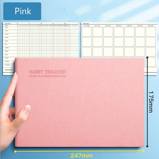 School Office Daily Weekly Monthly Planner Notebook Soft Leather Agenda Schedule Diary Journal Notepad: Pink