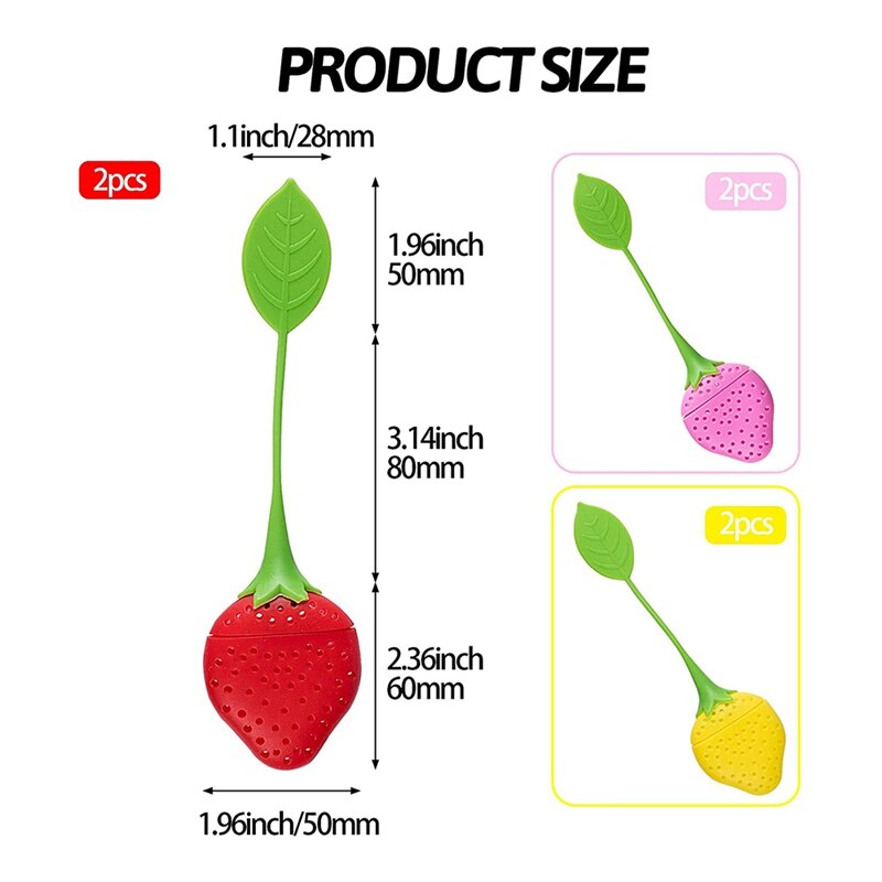 6PCS Silicone Loose Tea Infuser Strawberry Shaped Tea Filling Reusable Tea Cup Filter