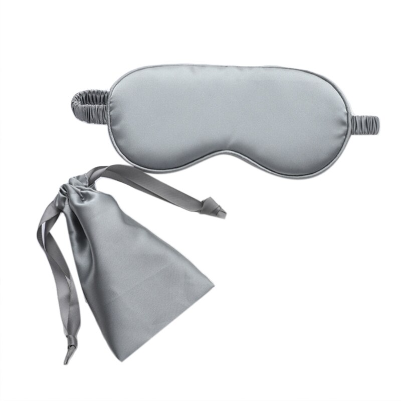 Masque pour les yeux en Imitation soie pour femmes, bandeau de sommeil de couleur unie avec sac K1KB: GY