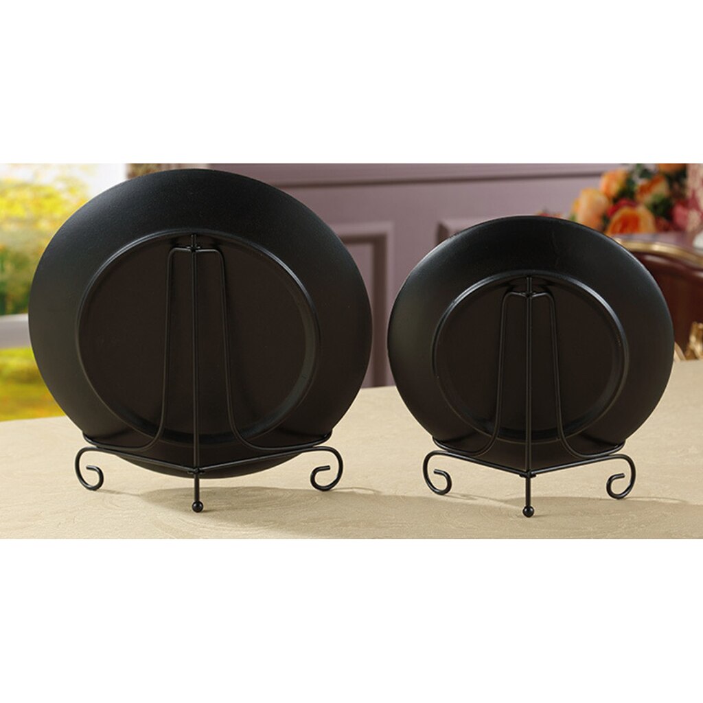 4''-12'' Iron Display Easel Dish Show Stand for Deep Dishes Bowl Plate Display Rack Art Decor BLK