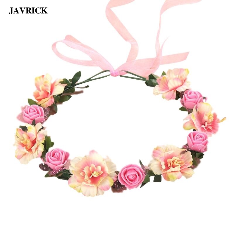 6 Kleuren Adult Kids Onregelmatige Faux Rose Bloem Hoofdband Bloem Meisjes Bridal Wedding Gradiënt Gekleurde Krans Kroon Mesh Hoofddeksel: 5