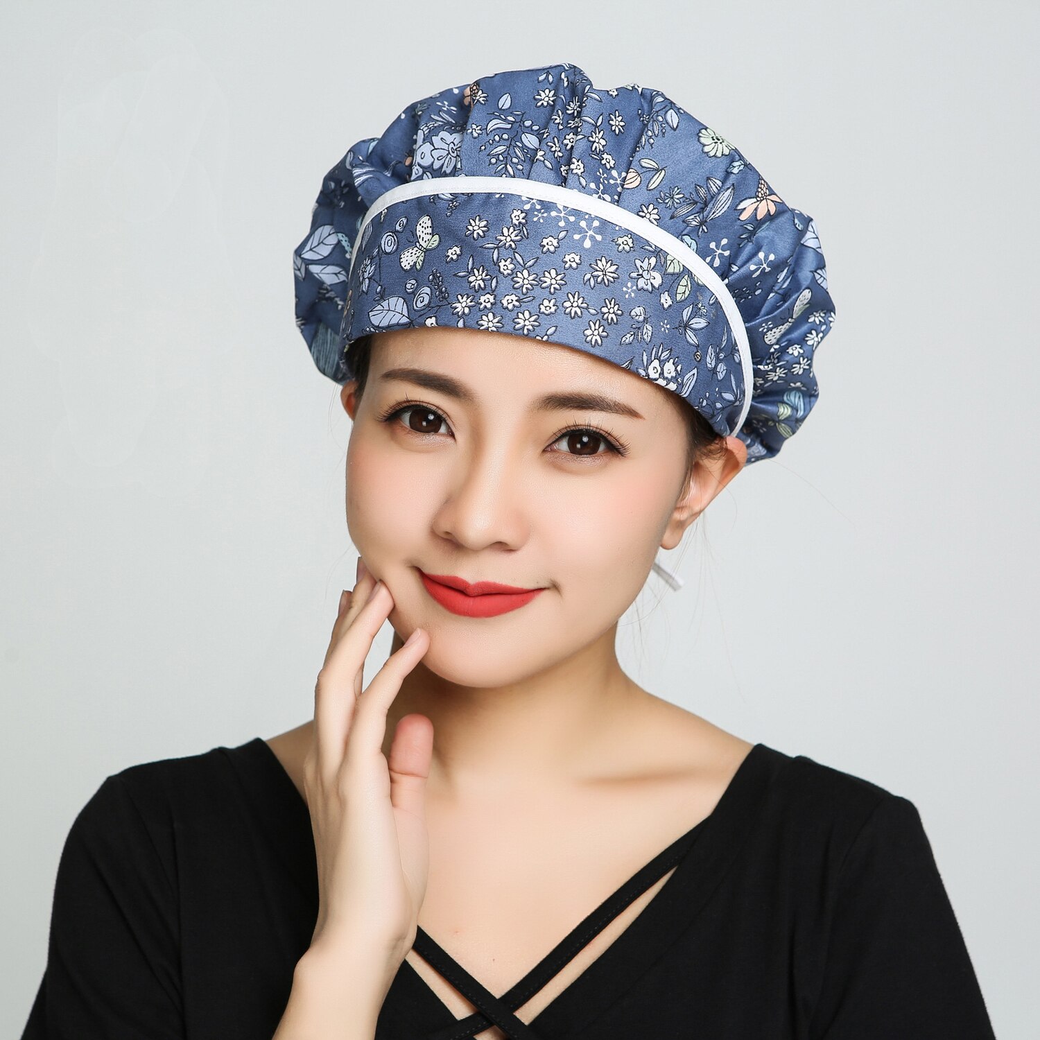 Unisex Chef Restaurant Uniforms Hotel Work Wear Waitress Master Cooker Bake Breathable Adjustable Printed Mushroom Hat Cap: Color15