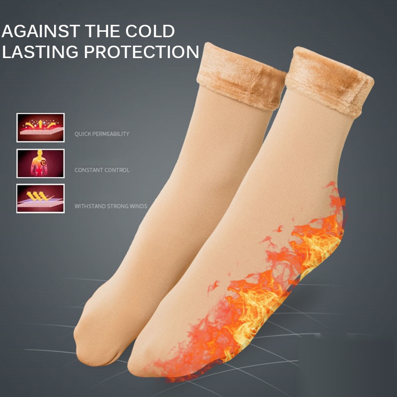 Calcetines térmicos de lana, Cachemira, para nieve, terciopelo sin costuras, para dormir, esquí, 1 par