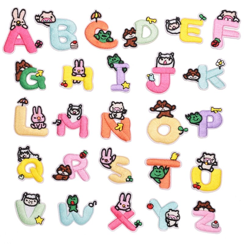 26 PCS Iron on Letters Patches Applique Sew on Patches Christmas Letter A-Z Patch Alphabet Embroidered Patches DIY