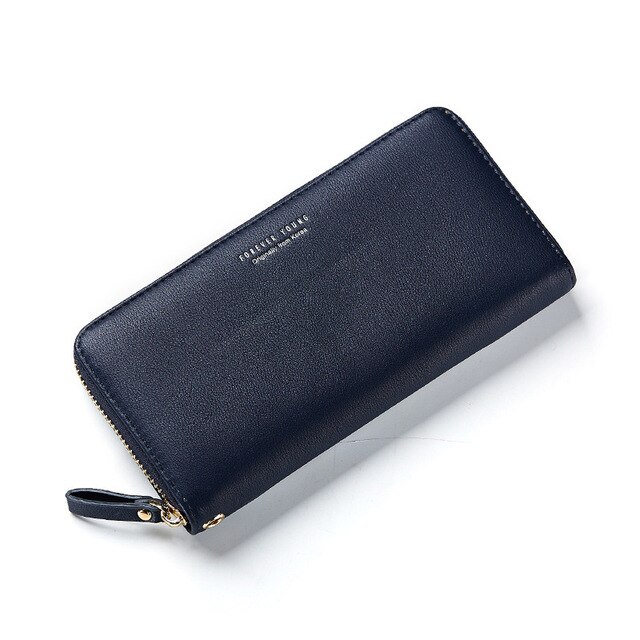 Wome pochette portefeuille grande capacité portefeuilles femme longue sac à main dame sacs à main téléphone poche porte-carte Carteras bracelet: Bleu profond