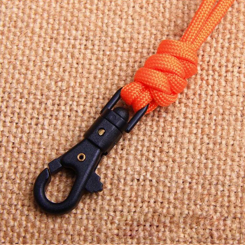 1pc håndlavede paracord lanyard nøglering til fløjter ledning nøgler id badge mobiltelefon klatring plastik klip hængende nakke reb lanyard: Orange