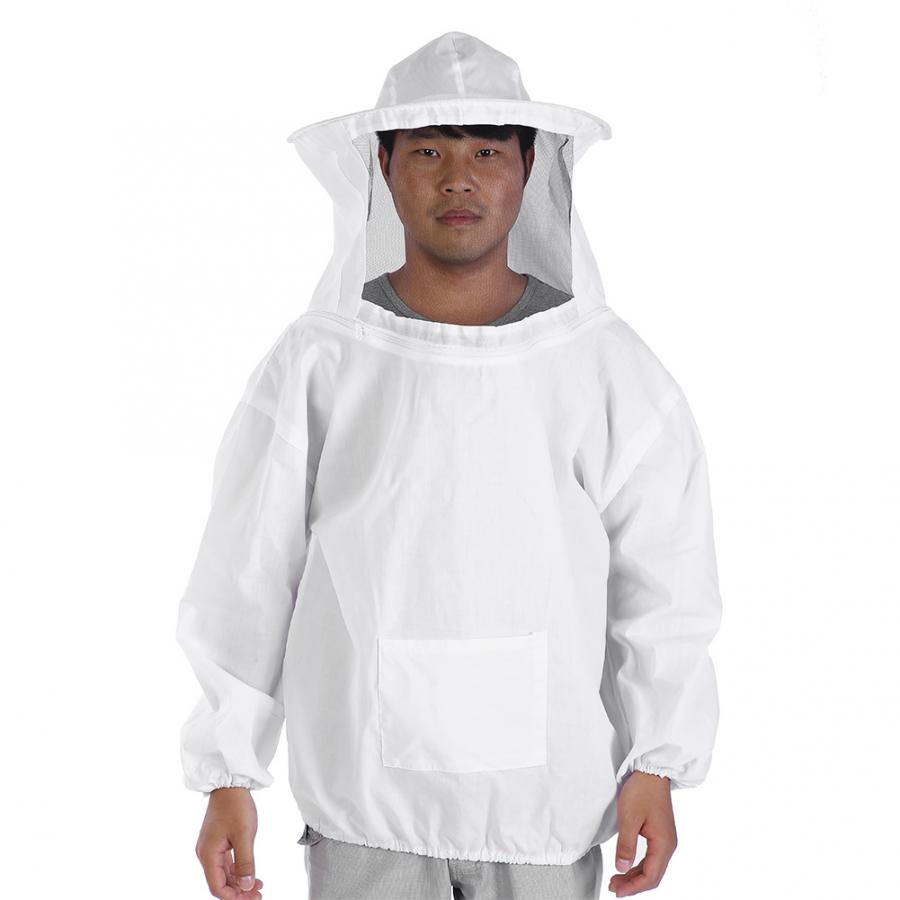 Beekeeping Protective Jacket Suit with Hat Bee Insect Feeding Supplies Keeping Beekeeper Clothing: white