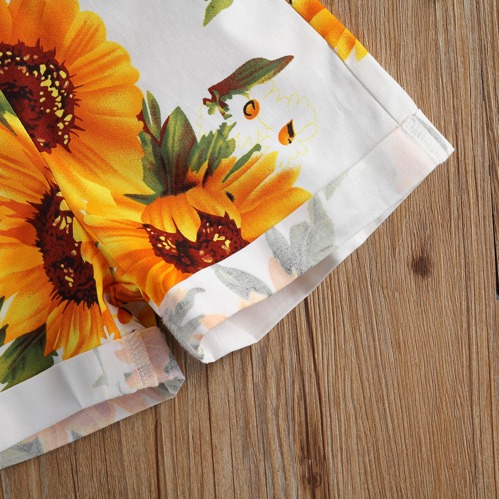 2-7Y Kids Overalls Summer Rompers Sunflower Print Sleeveless Suspender Shorts Girl Jumpsuits Clothing