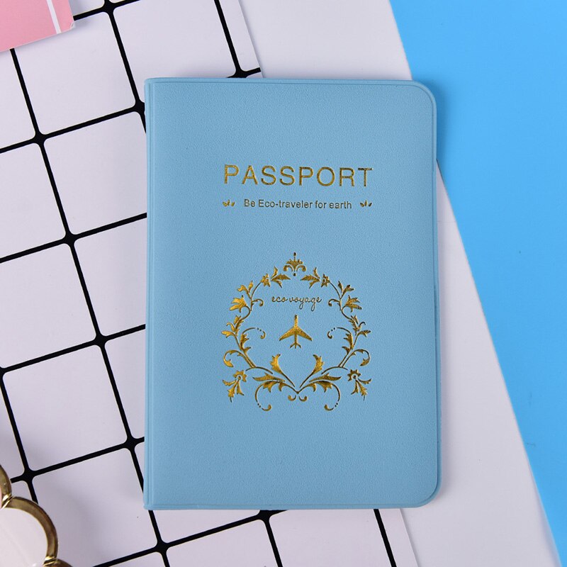 Casual PU Leather Passport Covers Travel Accessories Men Women Passport Business Holder wallet Case ID Bank Credit Card Bag: 13.5x9.3cm blue