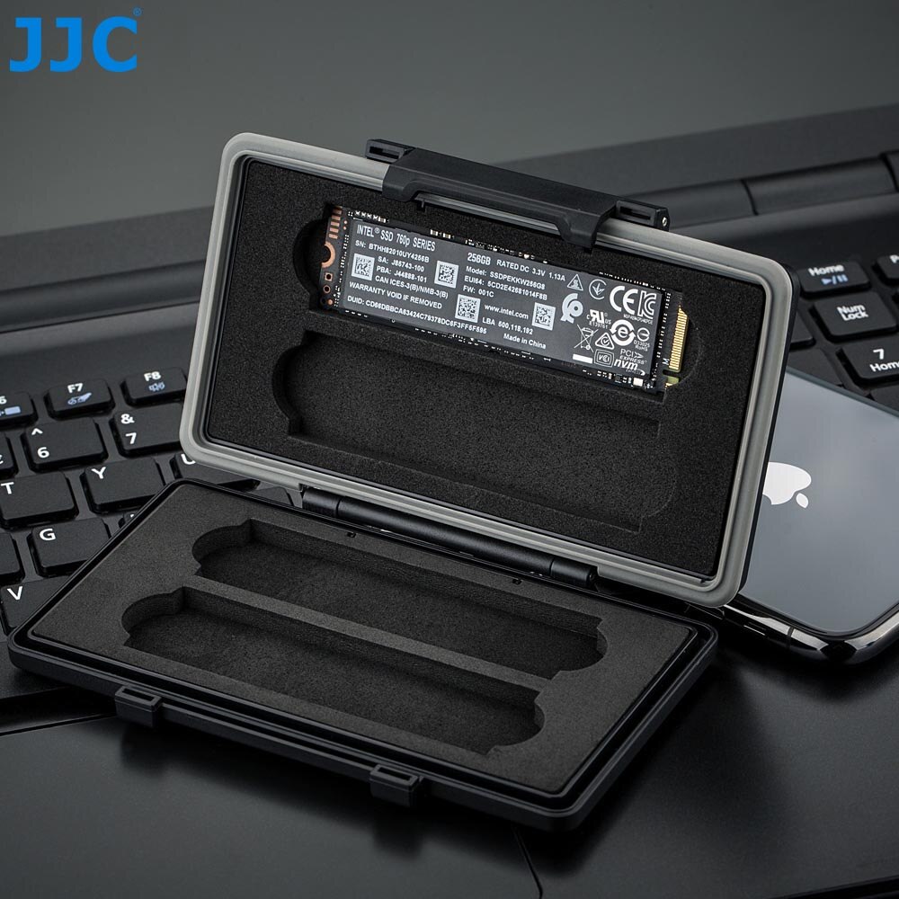 JJC 4-Slot Waterproof M2 2280 SSD Storage Case Holder for M.2 2280 Solid State Drive Anti-Static