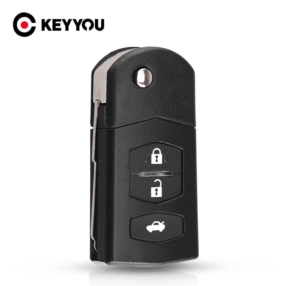 KEYYOU 3 Button For Mazda 3 5 6 M6 RX8 MX5 Flip Folding Remote Car Key Shell Replacement Cover Case Fob with Battery Holder