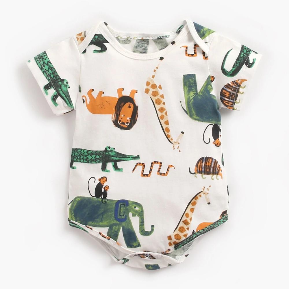 0-3T Baby Junge Mädchen Kleidung Strampler Karikatur Ebene Druck Gesamt Sommer Strampler