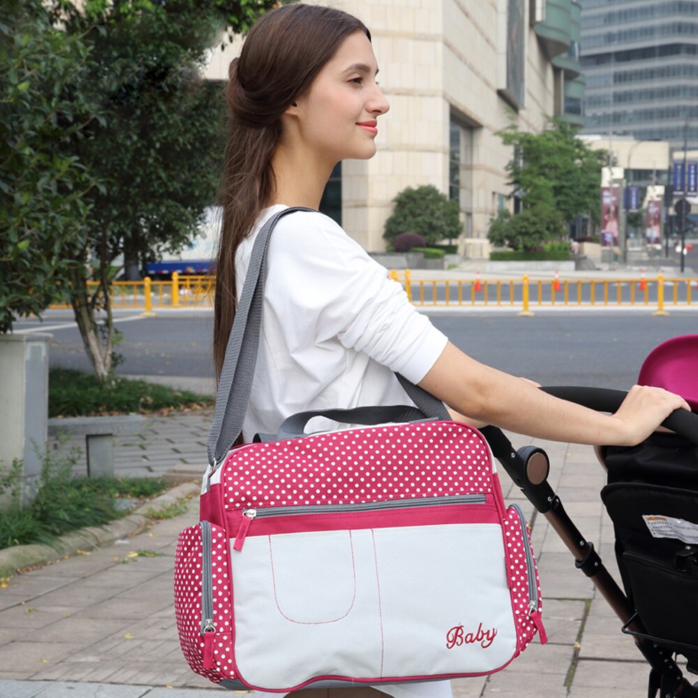 Windel Taschen Punkt Druck Mumie Schulter Bote Multifunktionale Große Kinderwagen Tasche Mutterschaft Handtasche Windel Baby Taschen