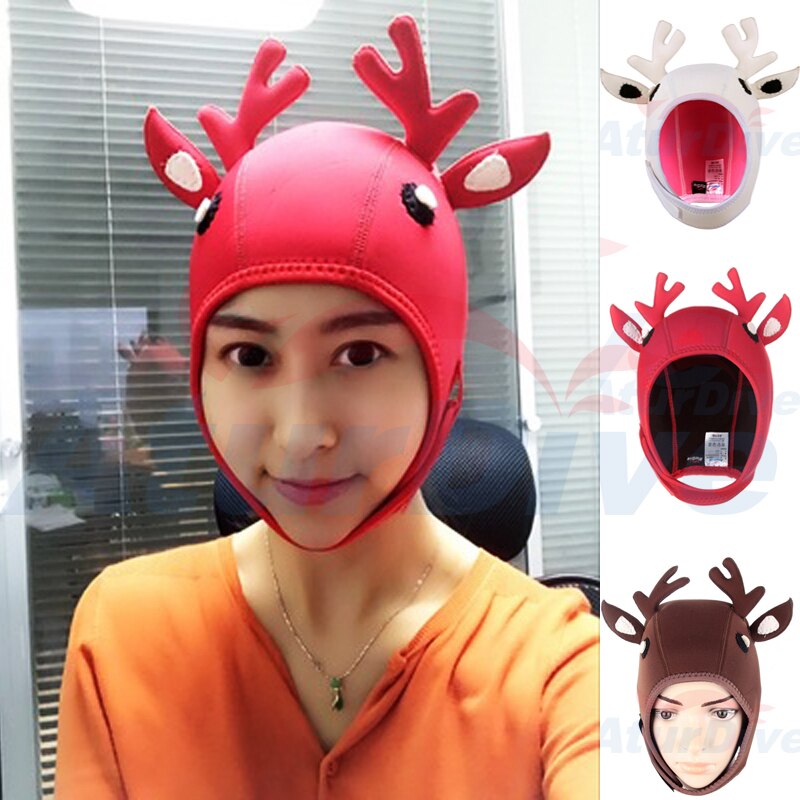 submersible cap submersible wigs christmas elk cartoon thermal snorkeling wigs 4mm Diving helmet diving hat swimming cap