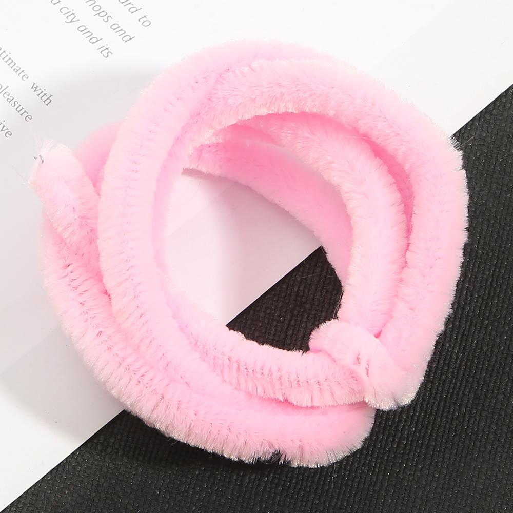 1 meter 10mm chenille stilke piberensere børn plys pædagogisk legetøj farverigt piberenser legetøj håndlavet gør-det-selv forsyninger: Lyserød