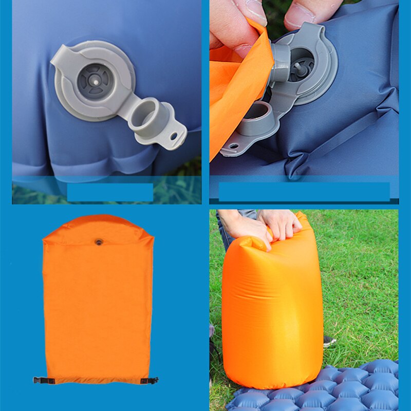 Vilead ultralett utendørs oppblåsbar pute med pute bærbar campingmatte liggeunderlag fottur ryggsekk reise 190*57 cm