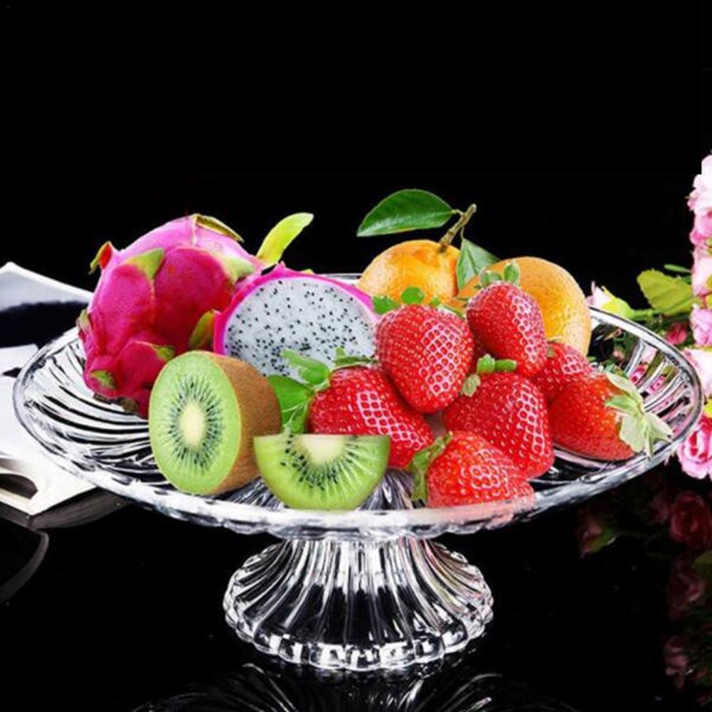 Crystal Fruit Plate With Base Round Plastic Fruit Plate Snacks Dried Fruit Platter Plate Home Kitchen Snack Fruit Plate