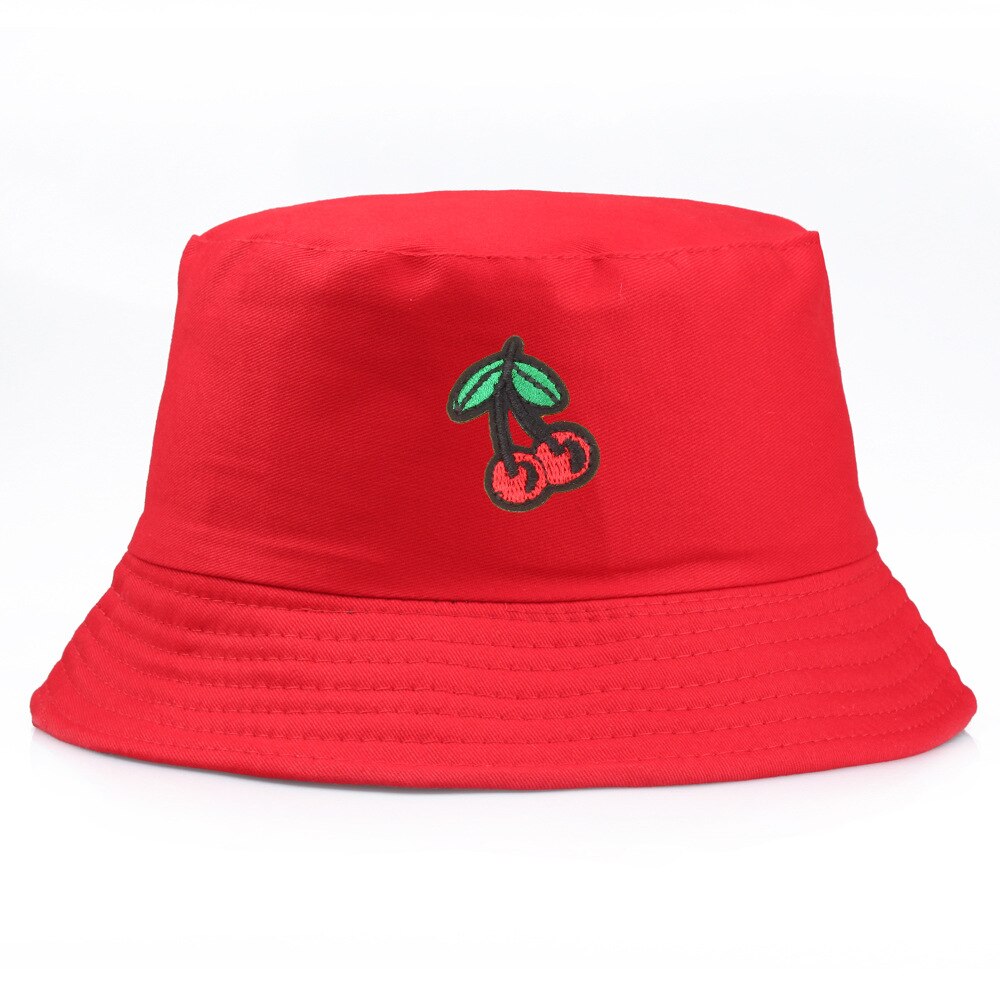 Fruit Cherry Bucket Hats For Girls Women Reversible Fisherman Hat Panama Bob Hat Summer Sun Hat: Red