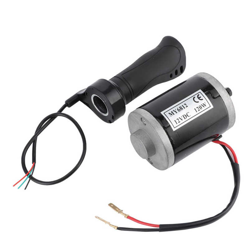 12V 120W Electric Scooter Electric Bicycle Motor W/Pulley Kit E-Bike High Speed Brush Motor + Steering Handle Set