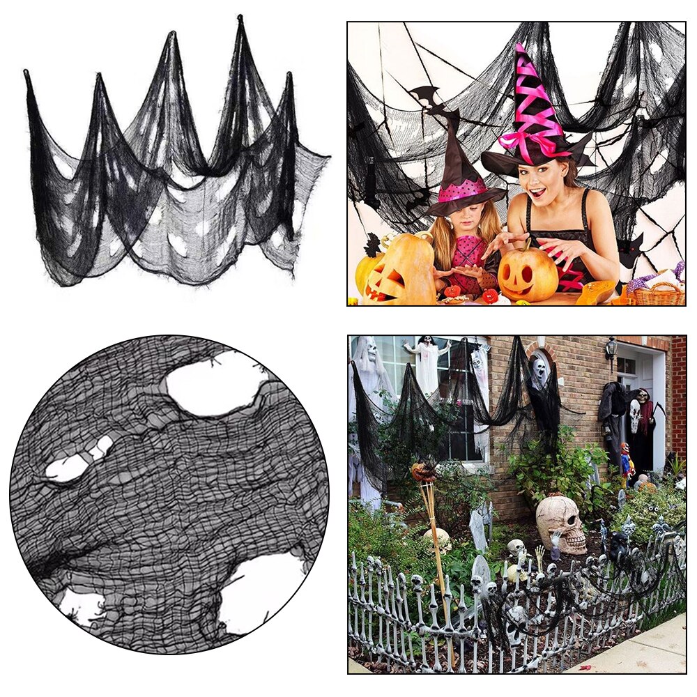 Set van 2 witte griezelige enge gaas doek deuropeningen voor muren ingangen Halloween 30 x84 met spinnen webben