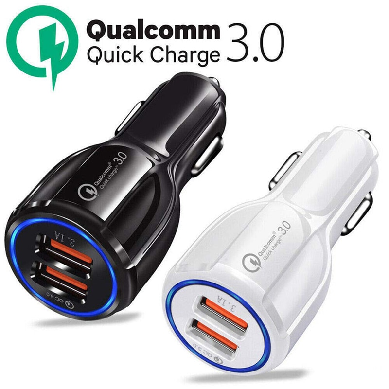 Autolader Quick Charge 3.0 QC 3.0 Snel Opladen Adapter Dual USB Auto-Oplader Voor iphone Micro USB Type C Kabel Telefoon Laders