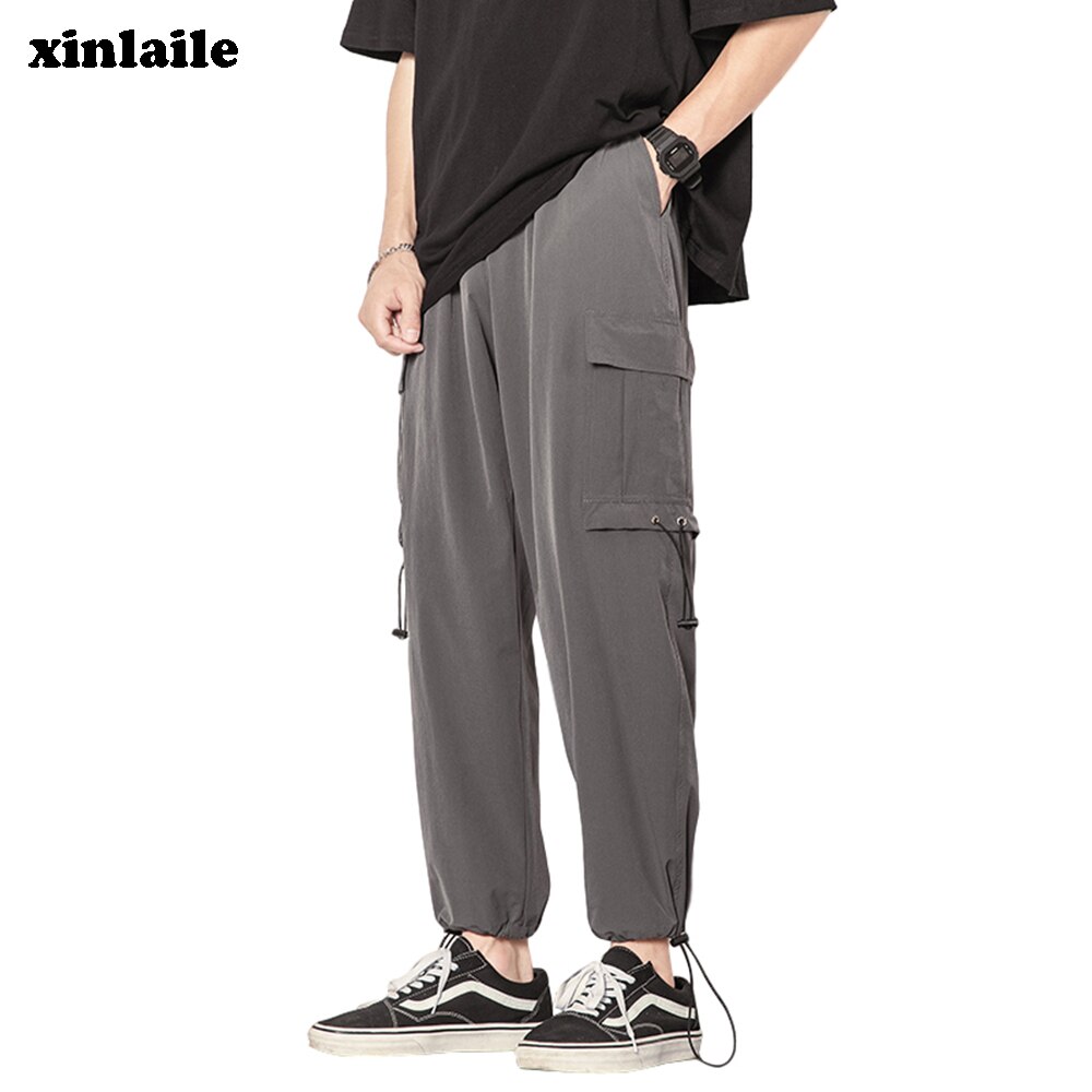 Hip-hop macacão masculino preto bolso jogger harajuku sweatpants casual moda tendência masculina rua wear harem calças