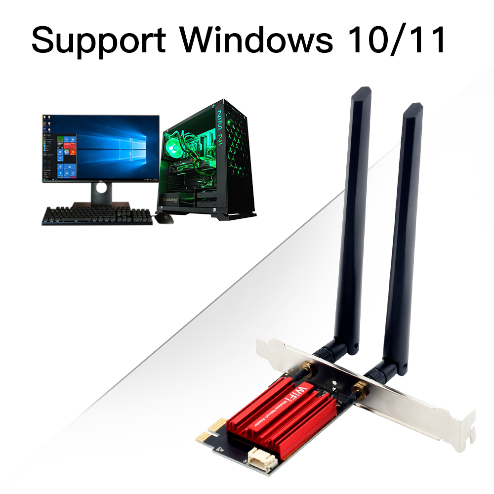 Wifi 6E AX210 PCIE Wifi Adapter 5400Mbps Wireless Ethernet Netzwerk Karte BT 5,3 2,4G/5G/6GHz Dual Band 802,11 AX/AC Für Win 10 11