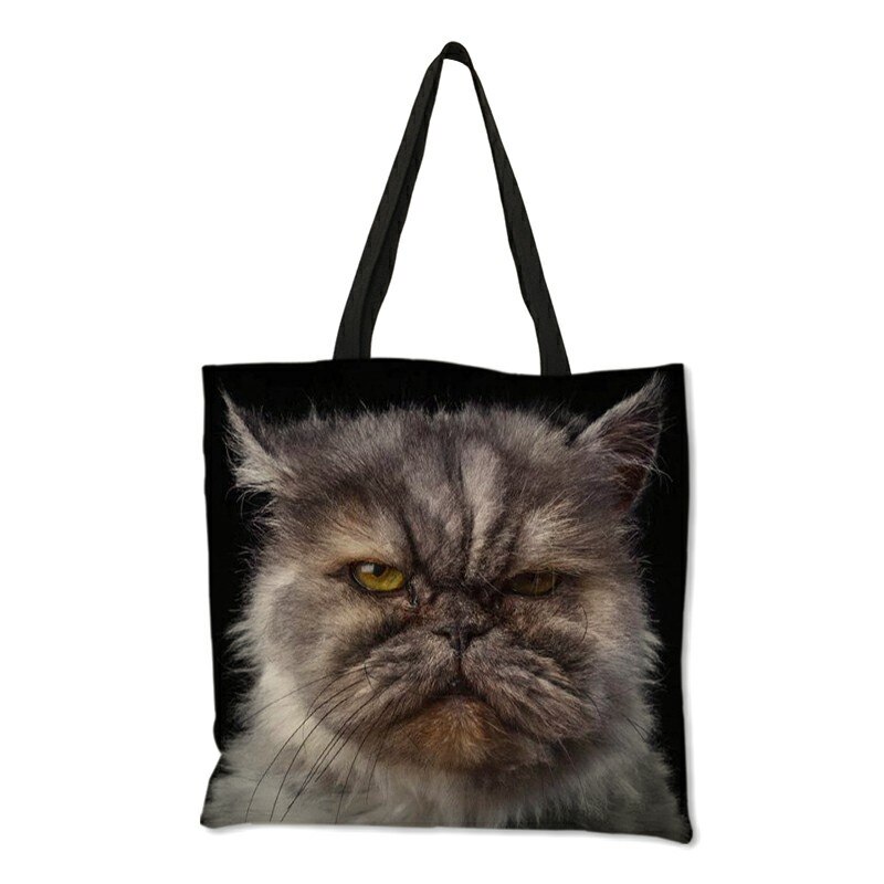 3 D Vivid Cat Herbruikbare Boodschappentas Vrouwen Casual Totes Zakken Met Print Linnen Handtassen