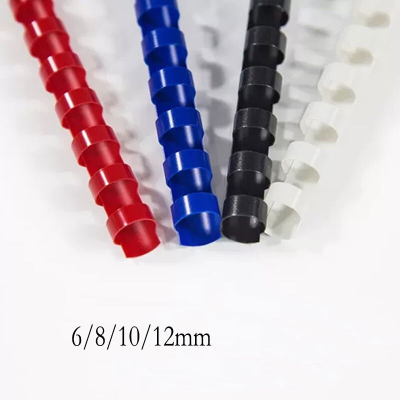 80PCS/BOX Black/White A4 File 21 Hole Loose-Leaf Plastic Binder 6-12mm Coil Rings 300mm Aprons Comb Binding Machine Suppliers