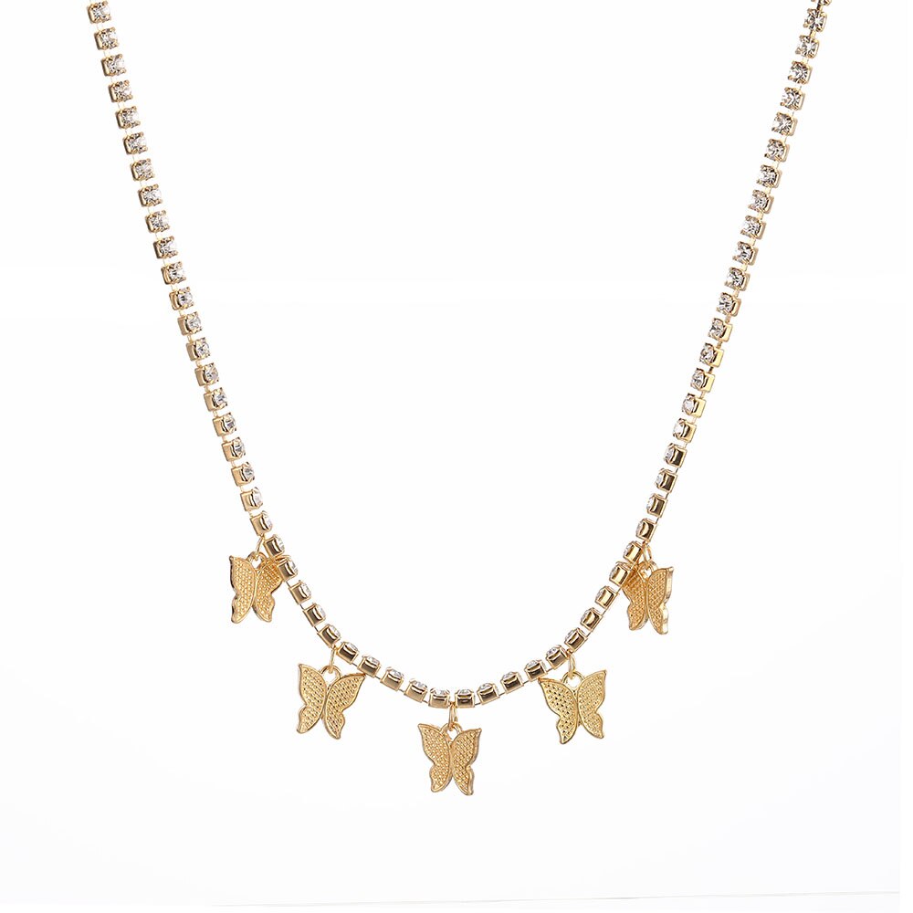 FNIO Butterfly Neck Pendants Women&#39;s Choker Gold Color Necklace On The Neck Chain Chocker Punk Jewelry Kpop Collar For Girl: FN11-2223-1